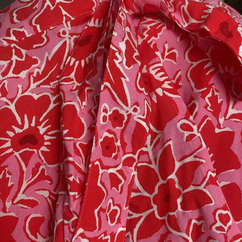 J. Crew Factory Wrap Azalea Belvedere Red midi skirt
